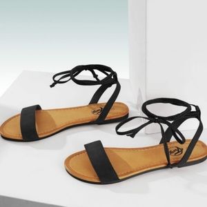 Lace open ankle sandals